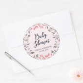 Elegant roze rozen Baby shower Ronde Sticker (Envelop)