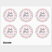 Elegant roze rozen Baby shower Ronde Sticker (Vel)