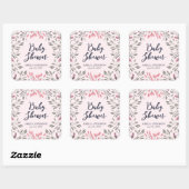 Elegant roze rozen Baby shower Vierkante Sticker (Vel)
