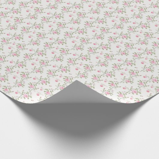 Elegant roze rozen bloemen patroon cadeaupapier (Hoek)