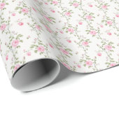 Elegant roze rozen bloemen patroon cadeaupapier (Rol Hoek)