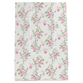 Elegant roze rozen bloemen patroon medium cadeauzakje (Achterkant)