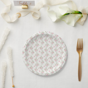 Elegant roze rozen bloemen patroon papieren bordje