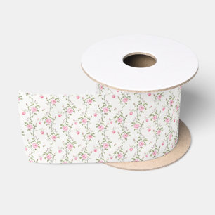 Elegant roze rozen bloemen patroon satijnen lint