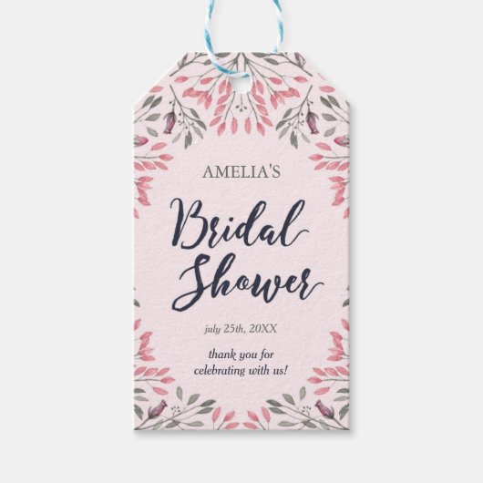 Elegant Roze Rozen Bloemen Vrijgezellenfeest Cadeaulabel (Voorkant)