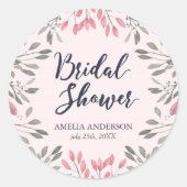 Elegant Roze Rozen Bloemen Vrijgezellenfeest Ronde Sticker (Voorkant)