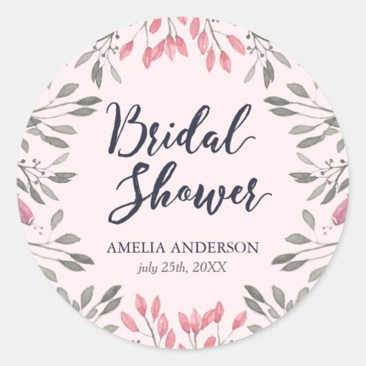 Elegant Roze Rozen Bloemen Vrijgezellenfeest Ronde Sticker (Voorkant)