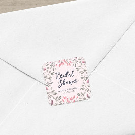 Elegant Roze Rozen Bloemen Vrijgezellenfeest Vierkante Sticker
