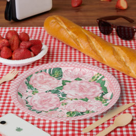 Elegant Roze Rozen Bloemen Zomerfeest Papieren Bordje