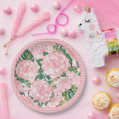 Elegant Roze Rozen Bloemen Zomerfeest Papieren Bordje (Feest)