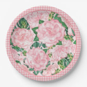 Elegant Roze Rozen Bloemen Zomerfeest Papieren Bordje (Voorkant)