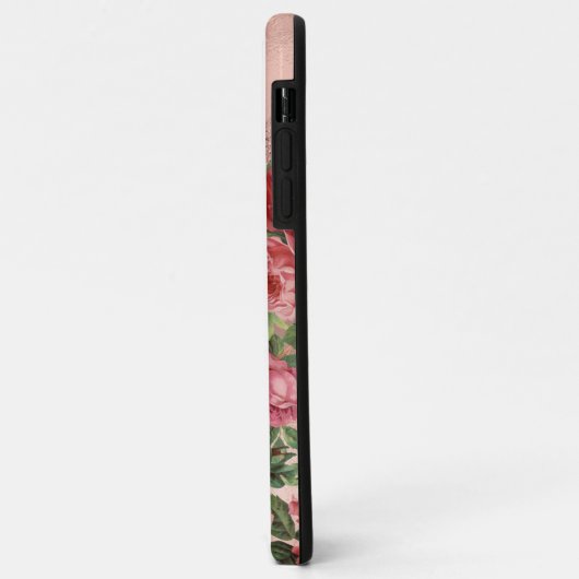 Elegant Roze Rozen Bloemenmonogram Case-Mate iPhone Case (Achterkant/links)