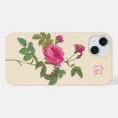 Elegant  Roze Rozen Bloemmonogram iPhone Hoesje (Achterkant horizontaal)