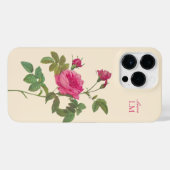 Elegant  Roze Rozen Bloemmonogram iPhone Hoesje (Achterkant horizontaal)