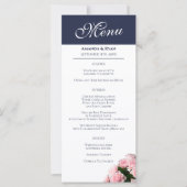 Elegant Roze Rozen Boeket Bloemen Trouwmenu (Voorkant)