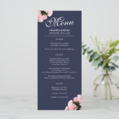 Elegant Roze Rozen Boeket Bloemen Trouwmenu (Staand voorkant)
