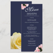 Elegant Roze Rozen Boeket Bloemen Trouwmenu (Voorkant / Achterkant)