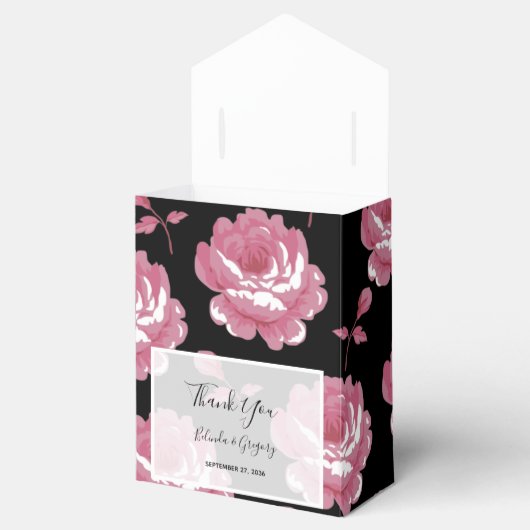 Elegant roze  Rozen bruiloft Bedankdoosjes (Geopend)