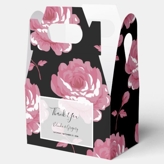 Elegant roze Rozen bruiloft Bedankdoosjes (Geopend)