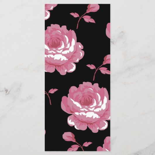 Elegant roze  Rozen bruiloft Menu (Achterkant)