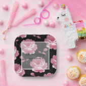 Elegant roze Rozen bruiloft Papieren Bordje (Feest)