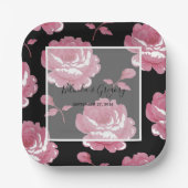 Elegant roze Rozen bruiloft Papieren Bordje (Voorkant)