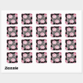 Elegant roze Rozen bruiloft Vierkante Sticker (Vel)