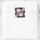 Elegant roze Rozen bruiloft Vierkante Sticker (Tas)