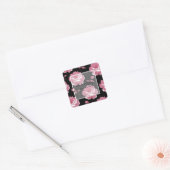 Elegant roze Rozen bruiloft Vierkante Sticker (Envelop)