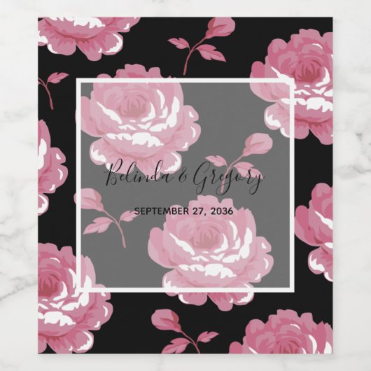 Elegant roze  Rozen bruiloft Wijn Etiket (Enkel label)