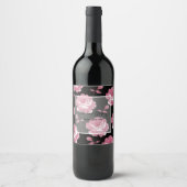 Elegant roze  Rozen bruiloft Wijn Etiket (Voorkant)