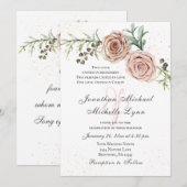 Elegant roze rozen Christelijk huwelijk Kaart (Voorkant / Achterkant)