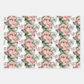 Elegant roze rozen collage inpakpapier vel (Voorkant 3)