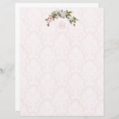 Elegant roze rozen, Damask en Monogram (Voorkant / Achterkant)