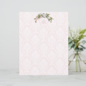 Elegant roze rozen, Damask en Monogram (Staand voorkant)