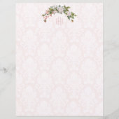 Elegant roze rozen, Damask en Monogram (Voorkant)