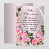 Elegant roze rozen en parelhoenders bruidsmaïde Ka Kaart (Voorkant / Achterkant)