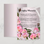 Elegant roze rozen en parellen informatiekaartje (Voorkant / Achterkant)