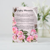 Elegant roze rozen en parellen informatiekaartje (Staand voorkant)