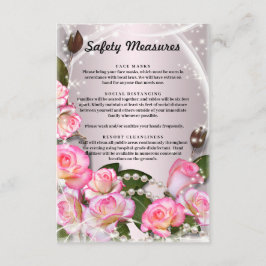 Elegant roze rozen en parellen informatiekaartje