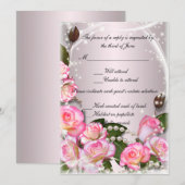 Elegant roze rozen en parellen Kaart voor respons (Voorkant / Achterkant)