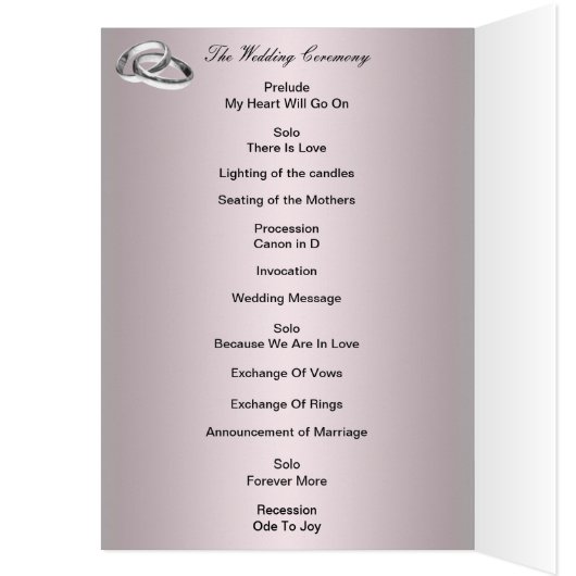 Elegant roze rozen en parells Program Kaart (Binnen (Links))