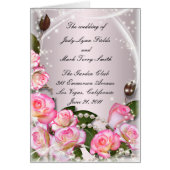 Elegant roze rozen en parells Program Kaart (Voorkant)