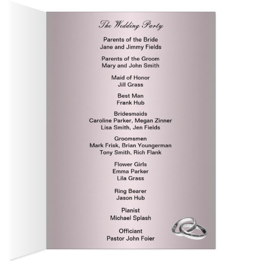 Elegant roze rozen en parells Program Kaart (Binnen (Rechts))