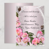 Elegant roze rozen en parels die Kaart ontvangen (Voorkant / Achterkant)