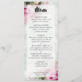 Elegant roze rozen en pony Buds Floral Wedding Menu (Voorkant)