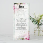 Elegant roze rozen en pony Buds Floral Wedding Menu (Staand voorkant)