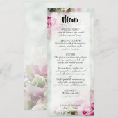 Elegant roze rozen en pony Buds Floral Wedding Menu (Voorkant / Achterkant)