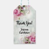 Elegant roze rozen en pony Buds Wedding Gift Label Cadeaulabel (Voorkant)