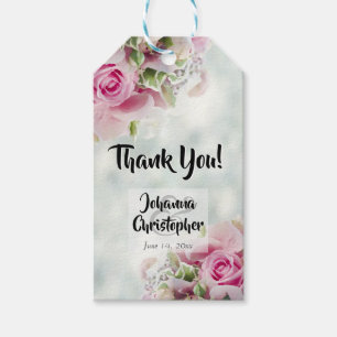 Elegant roze rozen en pony Buds Wedding Gift Label Cadeaulabel